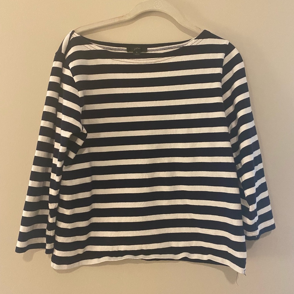 Women's J crew navy and white shirt